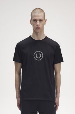 Fred Perry Batai - Fred Perry apskritimo prekės ženklo marškinėliai juodas vyrų PXR4PH530 drabužių