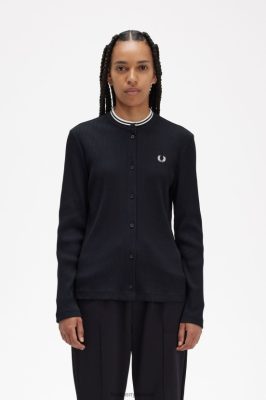 Fred Perry Batai - Fred Perry briaunotas mygtukas per viršų juodas moterų PXR4PH656 drabužių