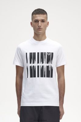 Fred Perry Batai - Fred Perry garso bangų grafiniai marškinėliai baltas vyrų PXR4PH581 drabužių