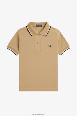 Fred Perry Batai - Fred Perry k marškiniai su dviem antgaliais šiltas akmuo/sniego balta/juoda vaikai PXR4PH710 drabužių
