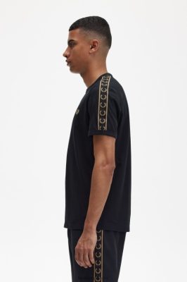 Fred Perry Batai - Fred Perry kontrastingos juostos skambėjimo marškinėliai juodas vyrų PXR4PH515 drabužių