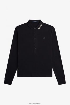 Fred Perry Batai - Fred Perry korio tekstūros polo marškinėliai juodas vyrų PXR4PH371 drabužių