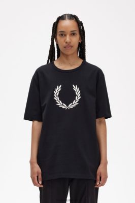 Fred Perry Batai - Fred Perry laurų vainiko marškinėliai juodas moterų PXR4PH665 drabužių