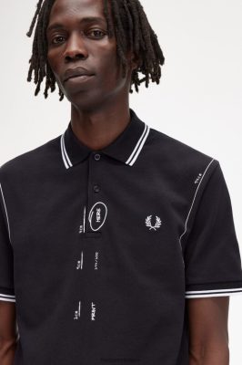 Fred Perry Batai - Fred Perry marškinėliai juodas vyrų PXR4PH362 drabužių