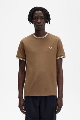 Fred Perry Batai - Fred Perry marškinėliai su dviem galais tamsintas akmuo vyrų PXR4PH536 drabužių