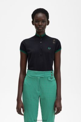 Fred Perry Batai - Fred Perry megzti marškiniai juodas moterų PXR4PH686 drabužių