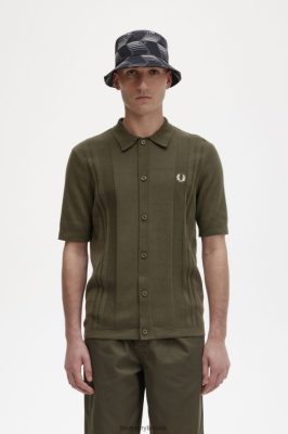 Fred Perry Batai - Fred Perry sagą per megztus marškinius vienoda žalia vyrų PXR4PH443 drabužių