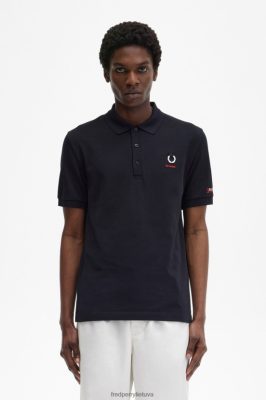 Fred Perry Batai - Fred Perry spausdinti polo marškinėliai su rankovėmis juodas vyrų PXR4PH344 drabužių