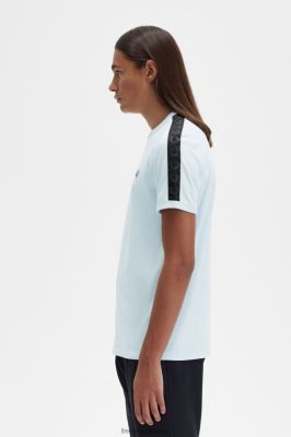 Fred Perry Batai - Fred Perry toniniai juostos skambėjimo marškinėliai šviesus ledas/juodas vyrų PXR4PH497 drabužių