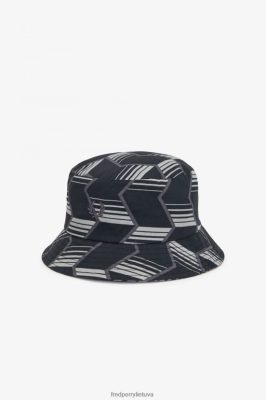 Fred Perry Jackets - Fred Perry chevron dryžuota kibiro kepurė juoda/sniego balta unisex PXR4PH96 priedai