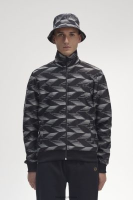 Fred Perry Jackets - Fred Perry chevron dryžuotas bėgimo švarkas juodas vyrų PXR4PH21 drabužių