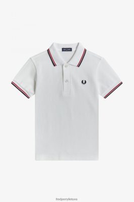 Fred Perry Jackets - Fred Perry k marškiniai su dviem antgaliais balta / ryškiai raudona / tamsiai mėlyna vaikai PXR4PH706 drabužių