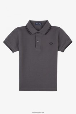 Fred Perry Jackets - Fred Perry k marškiniai su dviem antgaliais gunmetal/juoda vaikai PXR4PH709 drabužių