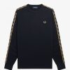 Fred Perry Jackets - Fred Perry kontrastingos juostos marškinėliai ilgomis rankovėmis juoda/auksinė vyrų PXR4PH502 drabužių