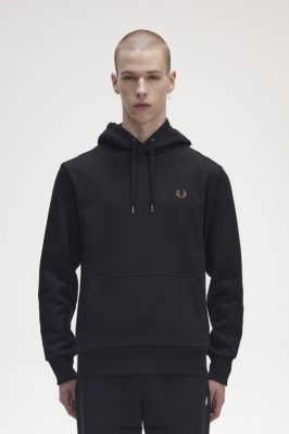 Fred Perry Jackets - Fred Perry laurų vainiko džemperis su gobtuvu juodas vyrų PXR4PH400 drabužių