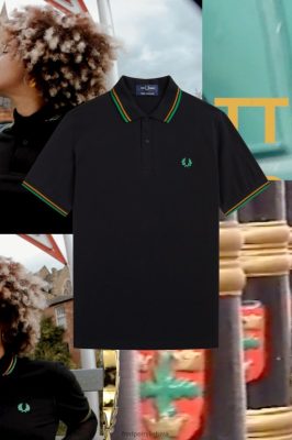 Fred Perry Jackets - Fred Perry m12 juodas / Notingemo auksas / miško žalia vyrų PXR4PH364 drabužių