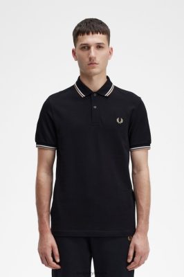 Fred Perry Jackets - Fred Perry m3600 1 marškinėliai juodas/sniego baltas/šiltas akmuo vyrų PXR4PH285 drabužių