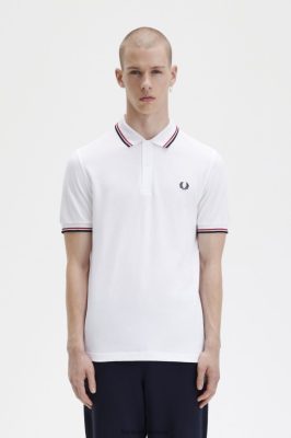 Fred Perry Jackets - Fred Perry m3600 2 marškinėliai balta / ryškiai raudona / tamsiai mėlyna vyrų PXR4PH297 drabužių