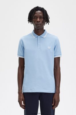Fred Perry Jackets - Fred Perry m3600 2 marškinėliai dangaus mėlyna/sniego balta vyrų PXR4PH306 drabužių
