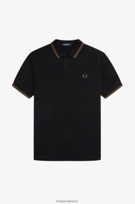Fred Perry Jackets - Fred Perry m3600 2 marškinėliai juodas / tamsintas akmuo vyrų PXR4PH288 drabužių