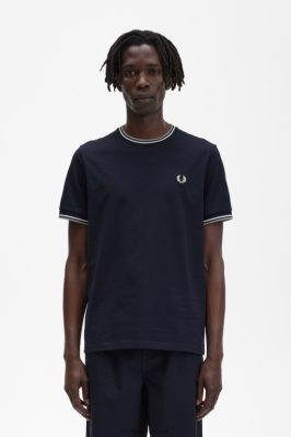 Fred Perry Jackets - Fred Perry marškinėliai su dviem galais laivynas vyrų PXR4PH523 drabužių