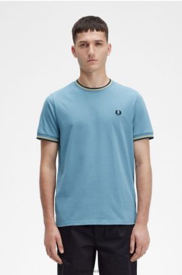 Fred Perry Jackets - Fred Perry marškinėliai su dviem galais pelenų mėlyna vyrų PXR4PH511 drabužių