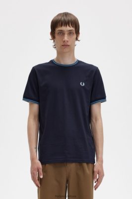 Fred Perry Jackets - Fred Perry marškinėliai su dviem galais tamsiai / švelniai mėlyna / sidabro mėlyna vyrų PXR4PH589 drabužių