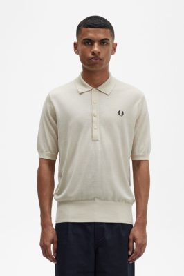 Fred Perry Jackets - Fred Perry megzti marškiniai trumpomis rankovėmis avižiniai dribsniai vyrų PXR4PH469 drabužių
