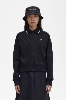 Fred Perry Jackets - Fred Perry megztinis megztinis juodas moterų PXR4PH646 drabužių