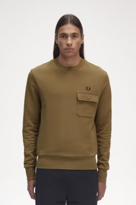 Fred Perry Jackets - Fred Perry megztinis su kišeniniu kaklu tamsintas akmuo vyrų PXR4PH412 drabužių