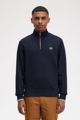 Fred Perry Jackets - Fred Perry megztinis su puse uztrauktuku laivynas vyrų PXR4PH388 drabužių