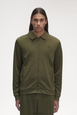 Fred Perry Shorts - Fred Perry apykakle užtrauktuku per bėgimo striukę vienoda žalia vyrų PXR4PH23 drabužių