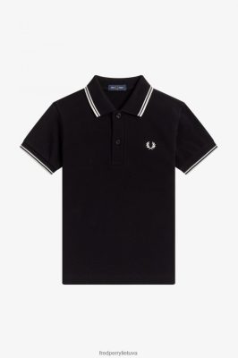 Fred Perry Shorts - Fred Perry k marškiniai su dviem antgaliais juoda/balta vaikai PXR4PH708 drabužių