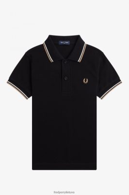 Fred Perry Shorts - Fred Perry k marškiniai su dviem antgaliais juodas/sniego baltas/šiltas akmuo vaikai PXR4PH711 drabužių