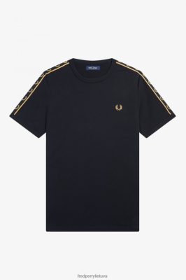 Fred Perry Shorts - Fred Perry kontrastingos juostos skambėjimo marškinėliai juoda/auksinė vyrų PXR4PH510 drabužių