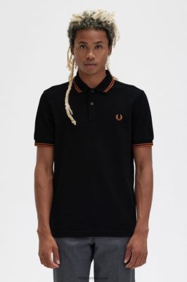 Fred Perry Shorts - Fred Perry m3600 1 marškinėliai juodas/riešuto dribsnis vyrų PXR4PH254 drabužių