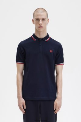 Fred Perry Shorts - Fred Perry m3600 2 marškinėliai tamsiai/balta/raudona vyrų PXR4PH299 drabužių