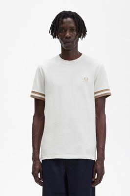 Fred Perry Shorts - Fred Perry marškinėliai su ryškiais galais ekru vyrų PXR4PH513 drabužių