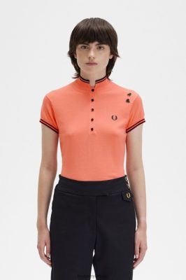 Fred Perry Shorts - Fred Perry megzti marškiniai koralų karštis moterų PXR4PH672 drabužių