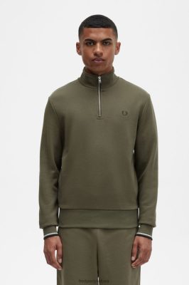 Fred Perry Shorts - Fred Perry megztinis su puse uztrauktuku vienoda žalia vyrų PXR4PH402 drabužių