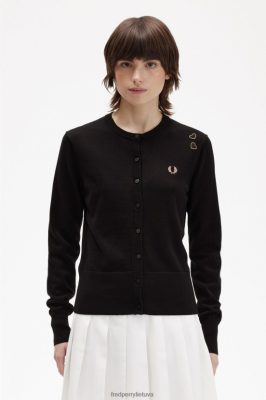 Fred Perry Shorts - Fred Perry susagstomas megztinis juodas moterų PXR4PH666 drabužių