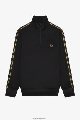 Fred Perry Shorts - Fred Perry užklijuotas pusiau užtrauktuku takelis juoda/auksinė vyrų PXR4PH11 drabužių